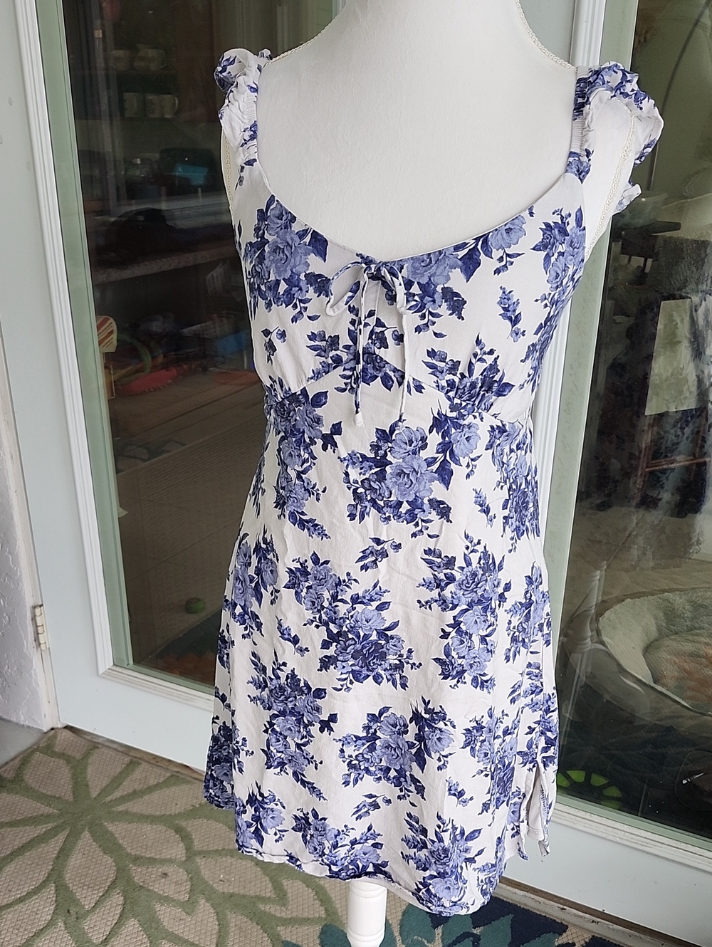 Blue Floral Tie-Front Sundress
